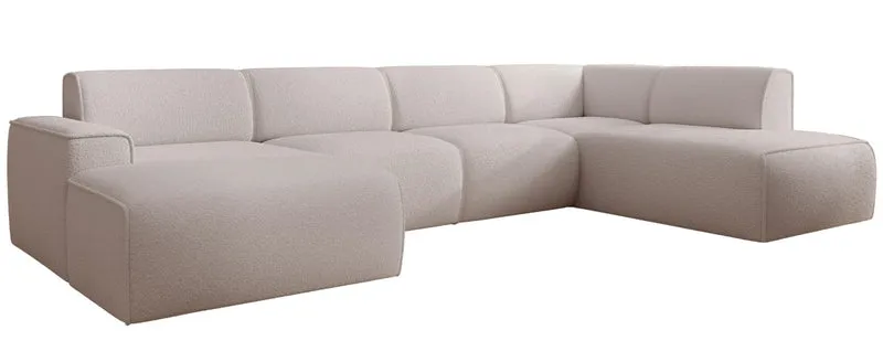 Ecksofa Bouvi U-förmig rechtsseitig hellbeige Bouclé
