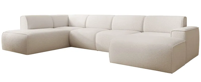 Ecksofa Bouvi U-förmig linksseitig cremefarben Bouclé