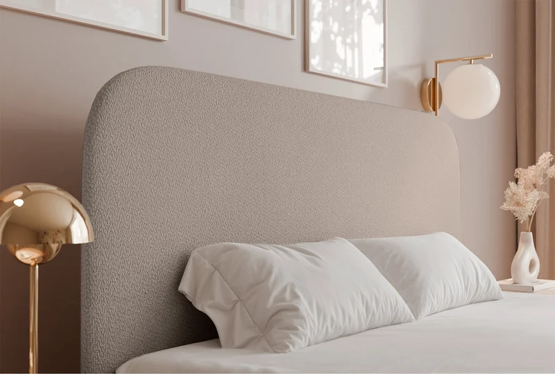Polsterbett 160x200 cm Sonvivo mit Bettkasten, beige Chenille, Metallrahmen