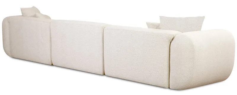 Modulares Ecksofa Baomi L-förmig groß linksseitig cremefarben Chenille