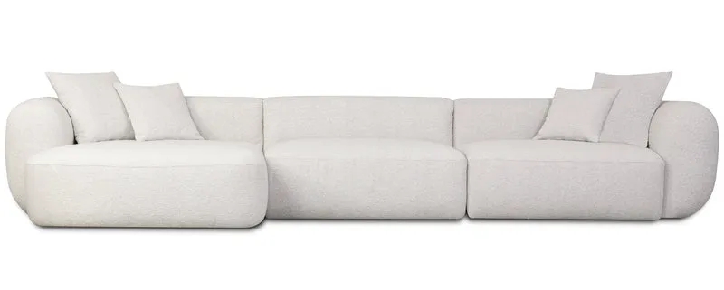Modulare Eckcouch Baomi, groß, L-förmig, linksseitig, grau-beige Chenille