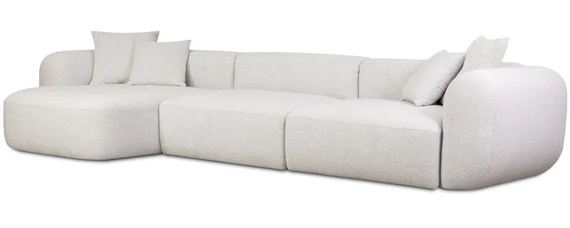 Modulare Eckcouch Baomi, groß, L-förmig, linksseitig, grau-beige Chenille