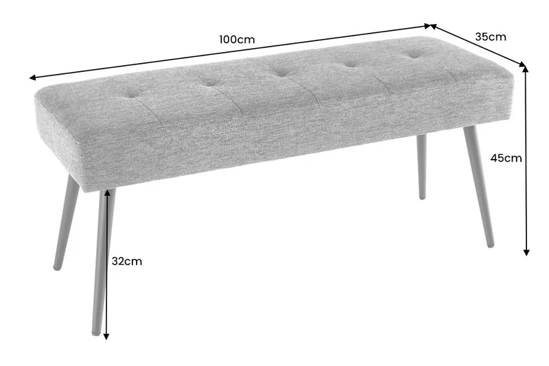 Moderne Sitzbank BELLE 100cm weiss Bouclé Interieur-Tipp
