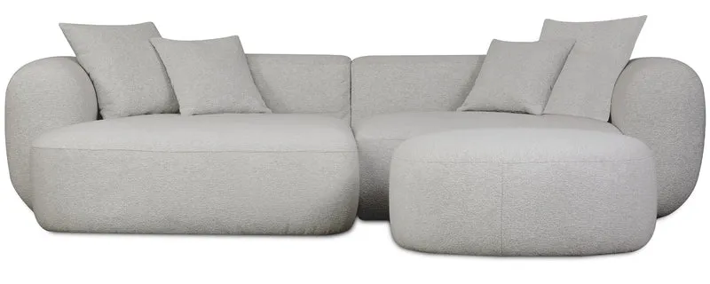 Modulares Ecksofa Baomi L-förmig mit Hocker, linksseitig, hellgrauer Chenille-Stoff