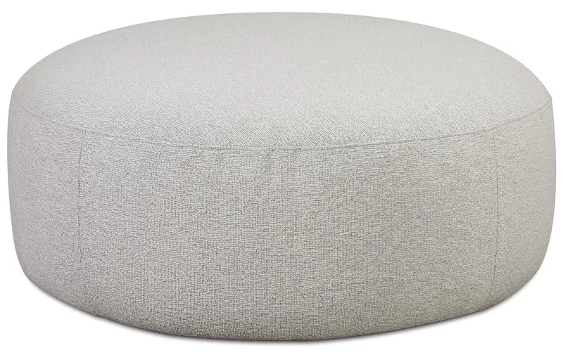 Modulares Ecksofa Baomi L-förmig mit Hocker, linksseitig, hellgrauer Chenille-Stoff