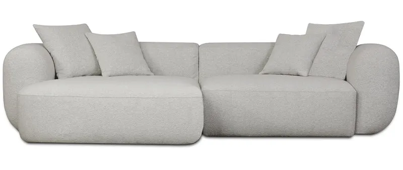 Modulares Ecksofa Baomi L-förmig mit Hocker, linksseitig, hellgrauer Chenille-Stoff