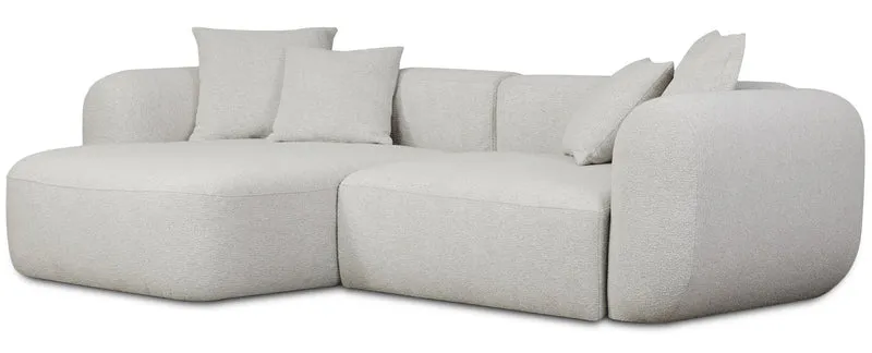 Modulares Ecksofa Baomi L-förmig mit Hocker, linksseitig, hellgrauer Chenille-Stoff