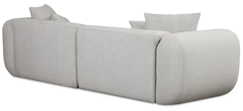 Modulares Ecksofa Baomi L-förmig mit Hocker, linksseitig, hellgrauer Chenille-Stoff