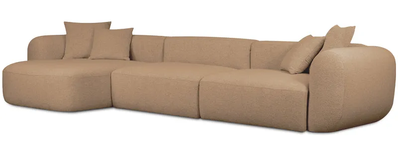 Modulares Ecksofa Baomi, groß, L-förmig, linksseitig, senfgelb, Chenille