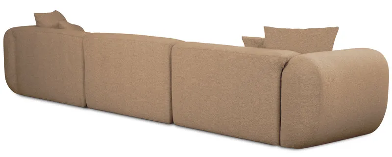Modulares Ecksofa Baomi, groß, L-förmig, rechtsseitig, senfgelber Chenille-Stoff