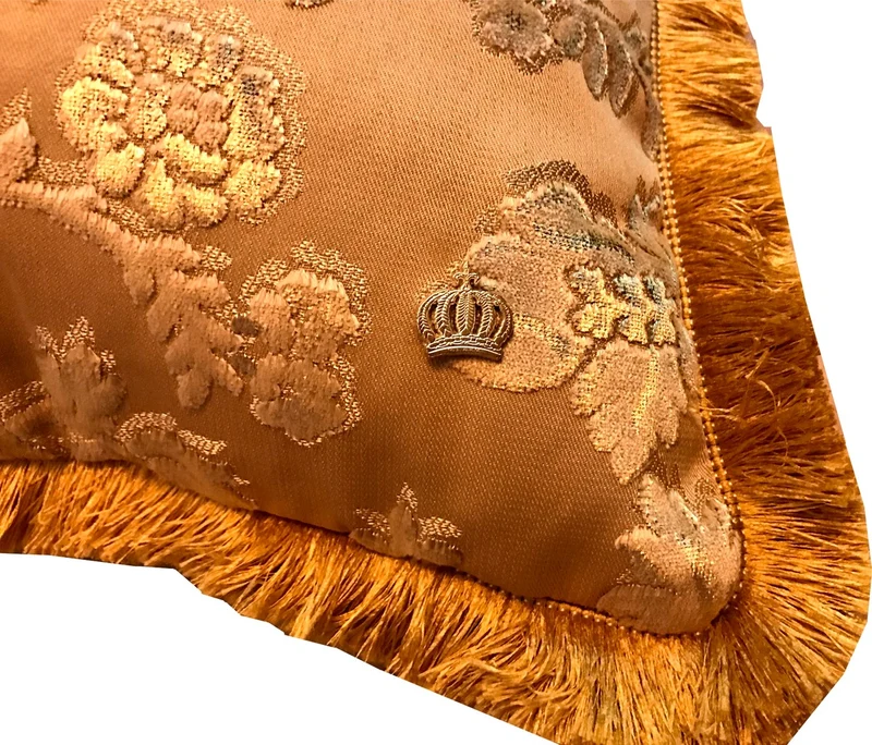 Luxus Kissen Pompöös by Casa Padrino von Harald Glööckler Elegance Collection Barock Muster Gold / Gold 50 x 50 cm - Luxuskissen