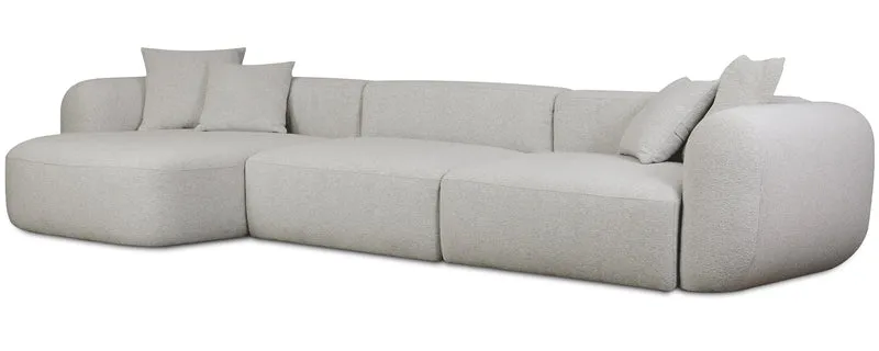 Modulares Ecksofa Baomi, groß, L-förmig, linksseitig, hellgrauer Chenille-Stoff
