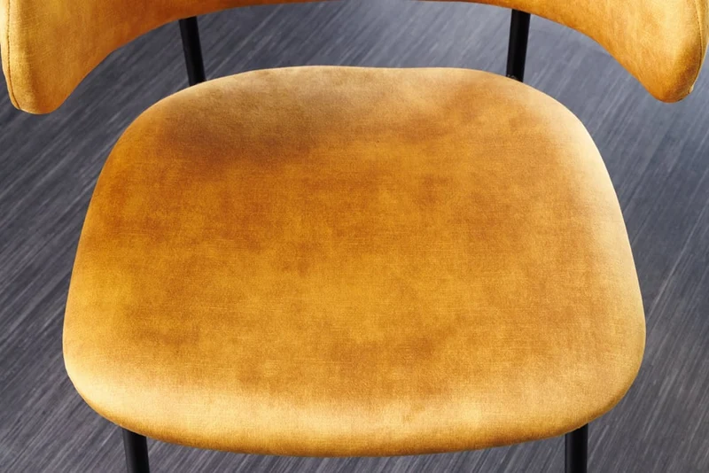 Moderner Stuhl MODA senfgelb Samt Metallbeine