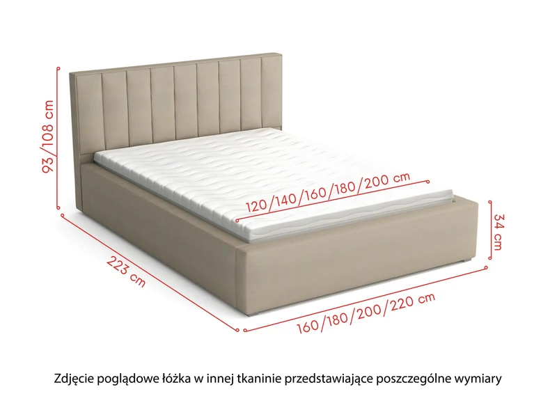 Polsterbett 180x200 cm Rinus mit Stauraum, grau, aus hydrophobem Stoff