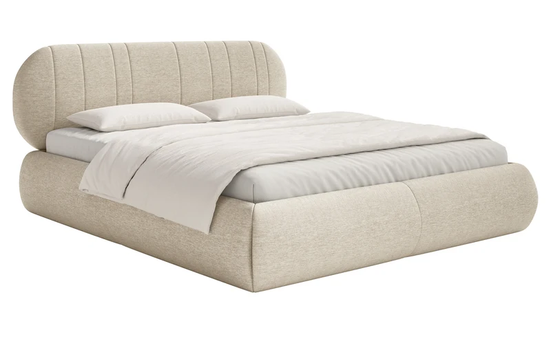 Gepolstertes Bett 160x200 cm Asmelio beige Geflecht