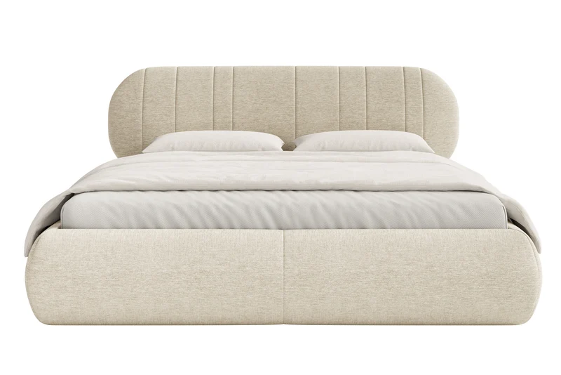 Gepolstertes Bett 160x200 cm Asmelio beige Geflecht