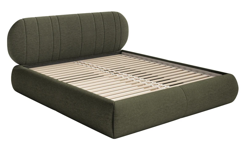 Gepolstertes Bett 140x200 cm Asmelio Khaki Flechtmuster