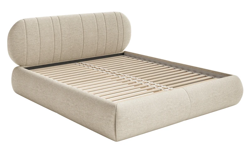 Gepolstertes Bett 160x200 cm Asmelio beige Geflecht