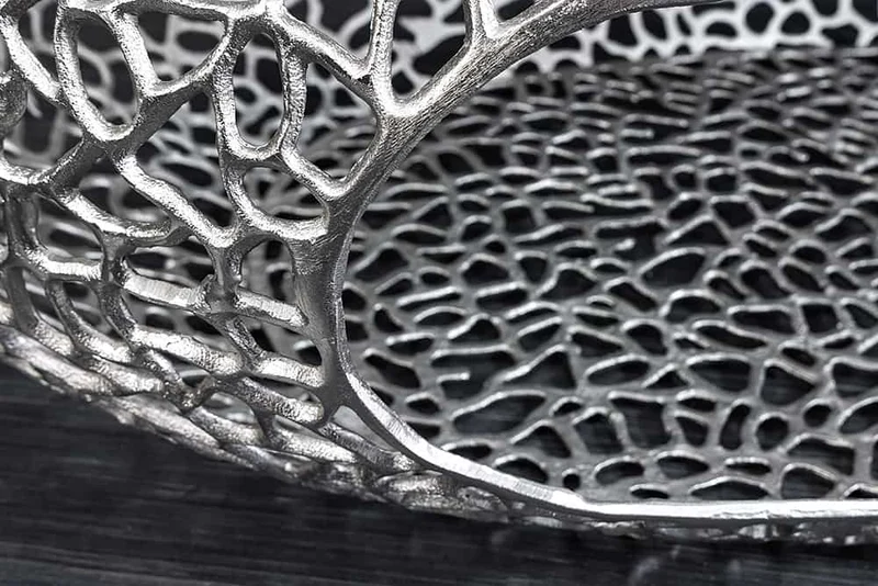 Design Couchtisch RIXOS silber 120cm Metall silber Handarbeit