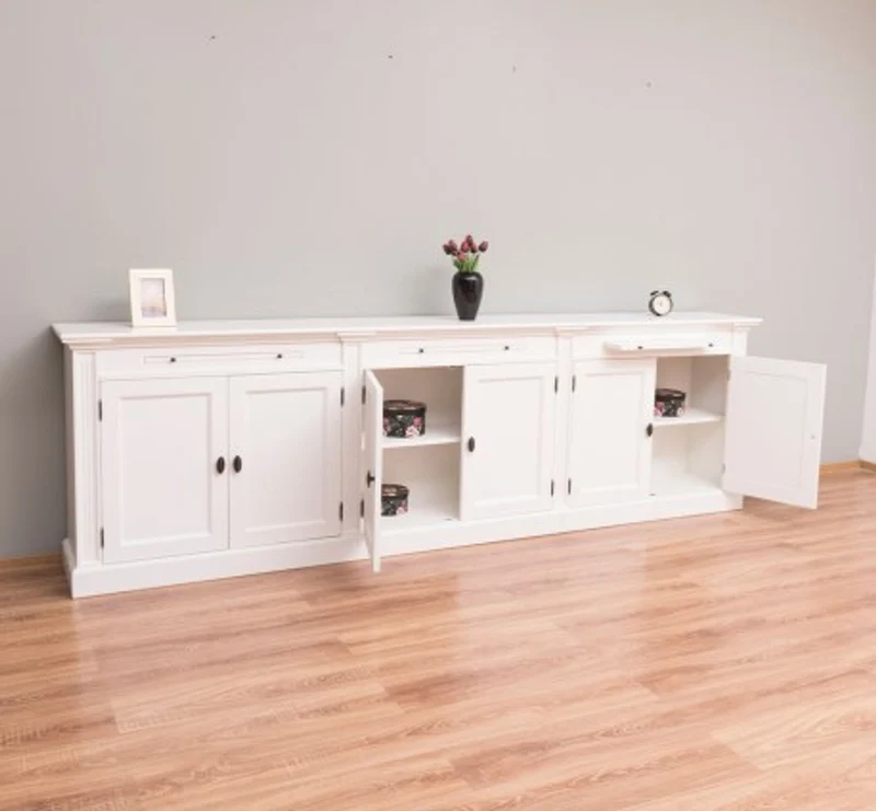 Casa Padrino Bücherregal im Landhausstil mit 6 Türen, 300 x 42 x 90 cm