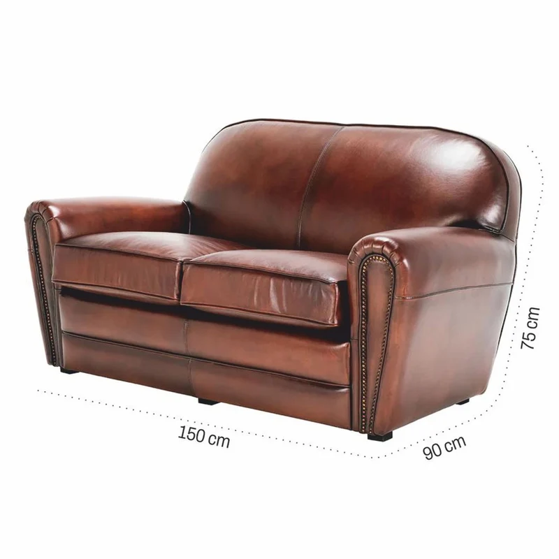 Casa Padrino Luxus Leder Sofa Braun / Schwarz 190 cm - Echtleder Möbel