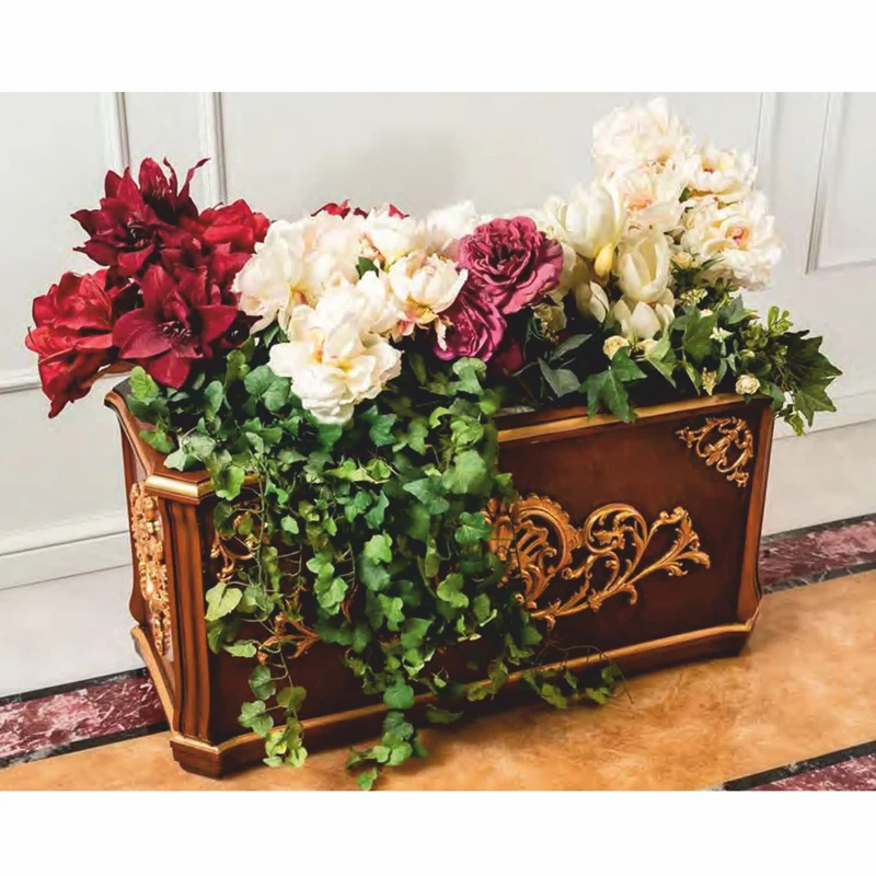 Casa Padrino Luxus Barock Blumentopf Braun / Gold 125 cm - Made in Italy