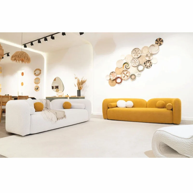 Casa Padrino Luxus Wohzimmer & Hotel Sofa Ocker 240 cm - Luxus Möbel