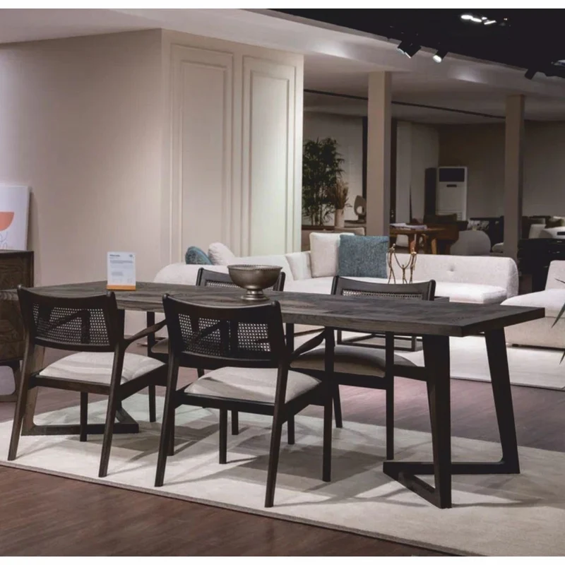Casa Padrino Luxus Esszimmer Set Braun / Creme - 1 Esstisch und 6 Esszimmer Stühle - Luxus Möbel