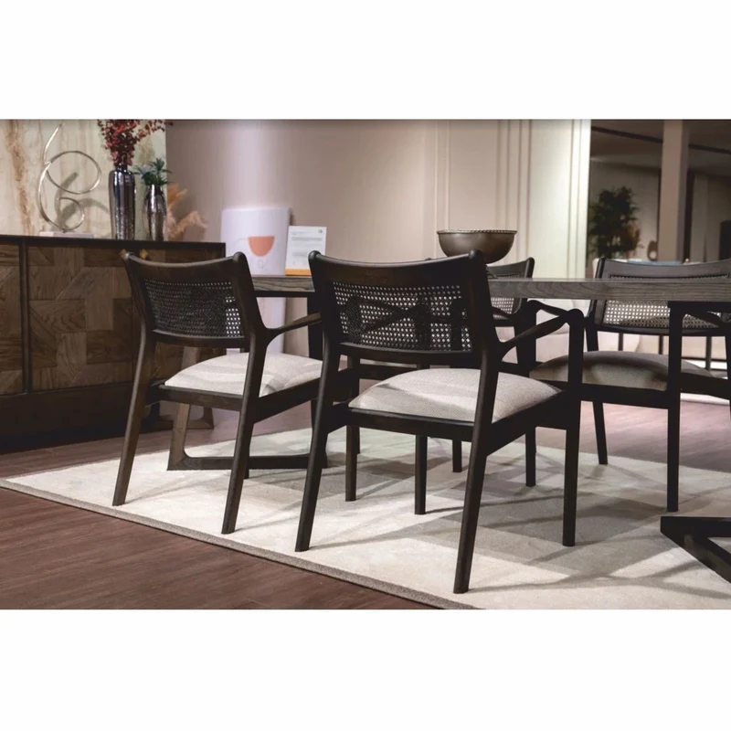 Casa Padrino Luxus Esszimmer Set Braun / Creme - 1 Esstisch und 6 Esszimmer Stühle - Luxus Möbel