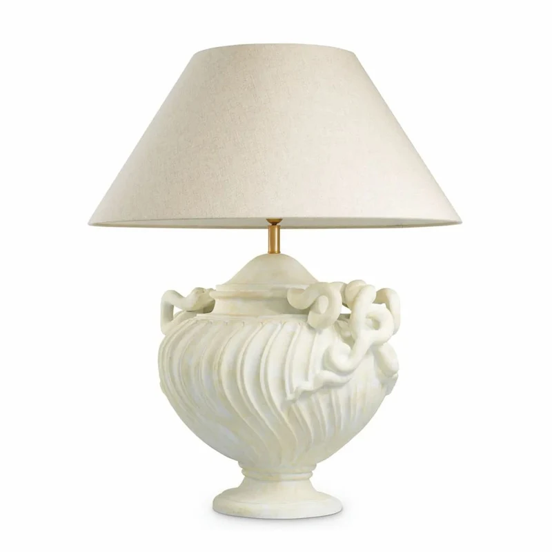Casa Padrino Luxus Barock Tischleuchte Antik Weiß / Messing / Creme Ø 80 x H. 97 cm