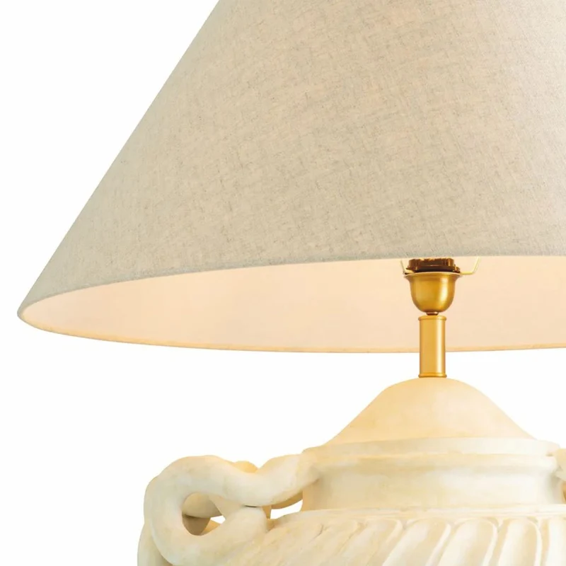 Casa Padrino Luxus Barock Tischleuchte Antik Weiß / Messing / Creme Ø 80 x H. 97 cm