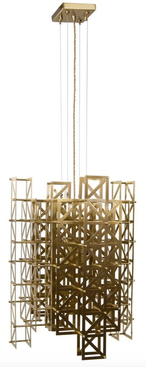 Casa Padrino Designer Hängeleuchte Messing 45 x 45 x H. 60 cm - Hotel Möbel