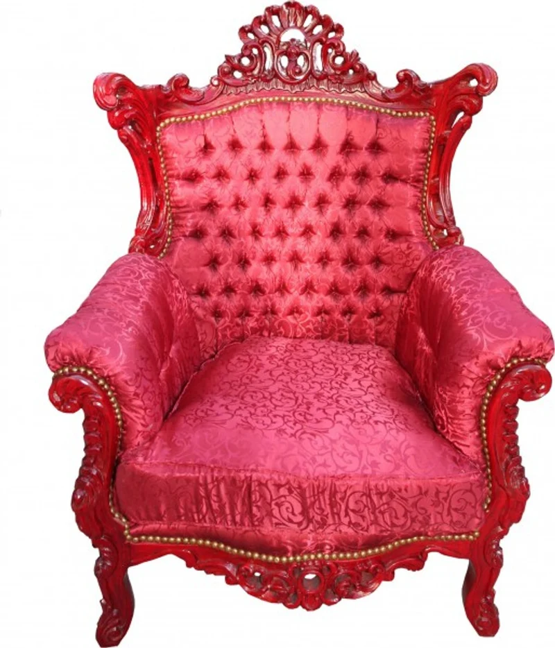 Casa Padrino Antik Stil Sessel Al Capone Mod3 Barock Wohnzimmermöbel Bordeaux Muster Braun Rot 127 x 85 x 65 cm