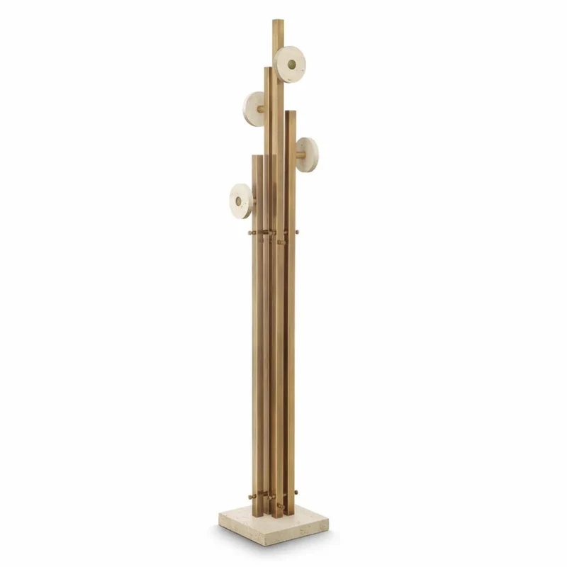 Casa Padrino Luxus Garderobenständer Vintage Messing / Beige H. 175,5 cm - Luxus Möbel