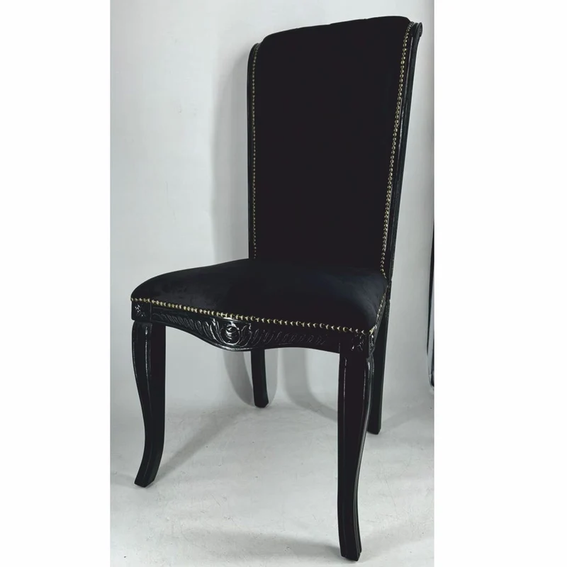 Casa Padrino Barock Hochlehn Esszimmer Stuhl Schwarz H. 118 cm - Barock Möbel