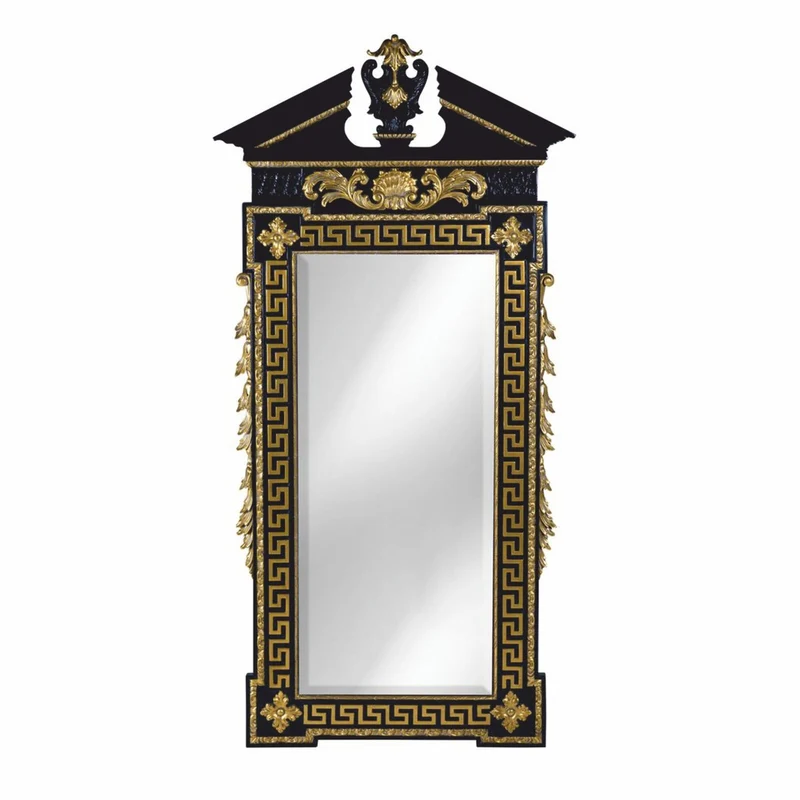 Casa Padrino Luxus Barock Spiegel Schwarz / Gold H. 189 cm - Barockstil Möbel