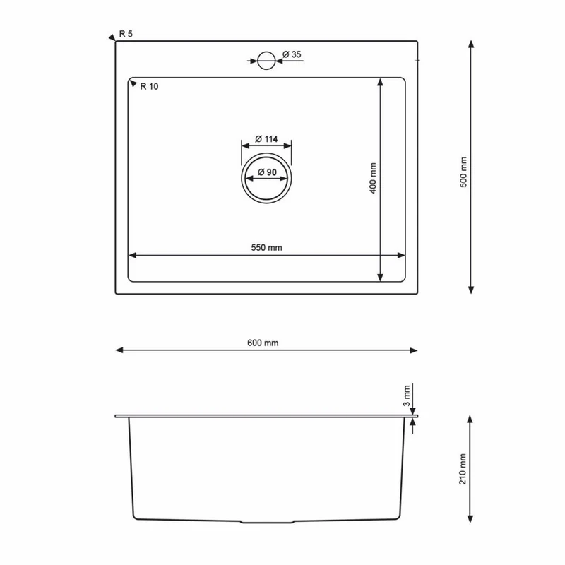 Casa Padrino Luxus Edelstahl Spülbecken Gold 60 x 50 x H. 21 cm - Küchen Zubehör