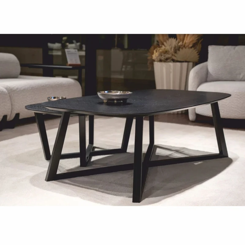 Casa Padrino Luxus Massivholz Couchtisch Set Schwarz - Hotel & Wohnzimmer Möbel