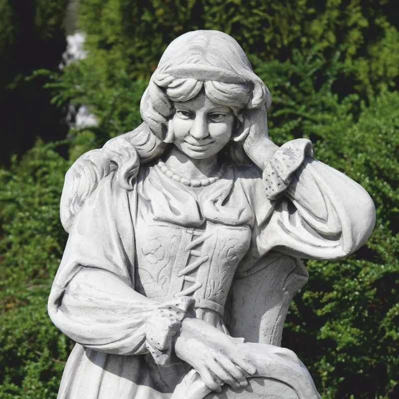 Casa Padrino Jugendstil Garten Deko Stein Skulptur Frau Grau H. 185 cm