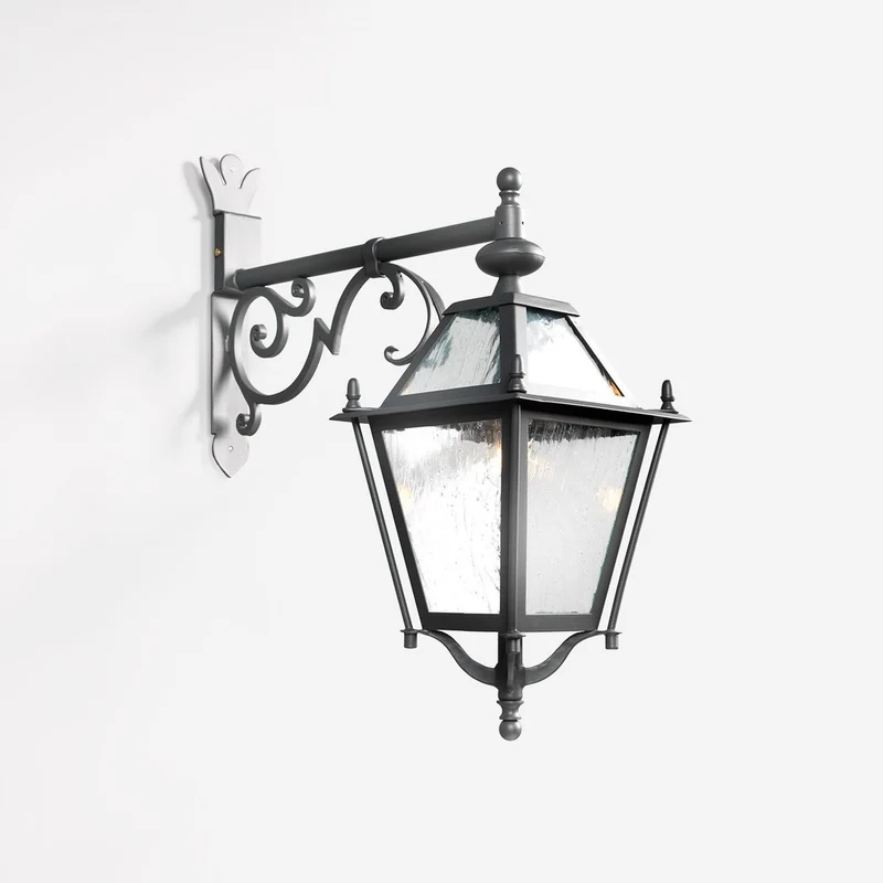 Casa Padrino Luxus Außen Laterne Grau B. 29 x H. 54 cm - Handgefertigte Laterne aus Schmiedeeisen - Luxus Kollektion - Edel & Prunkvoll