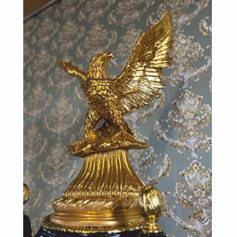 Casa Padrino Barock Säule mit Vase und Adler Schwarz / Gold H. 260 cm - Barock Möbel