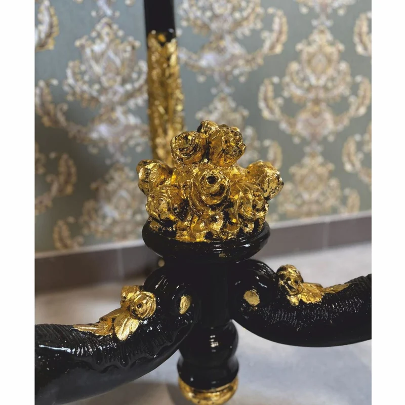 Casa Padrino Barock Säule mit Vase und Adler Schwarz / Gold H. 260 cm - Barock Möbel