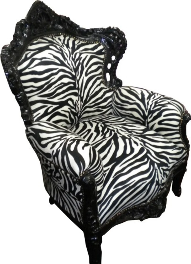 Casa Padrino Barock Sessel King Zebra / Schwarz 85 x 85 x H. 120 cm - Antik Stil Möbel