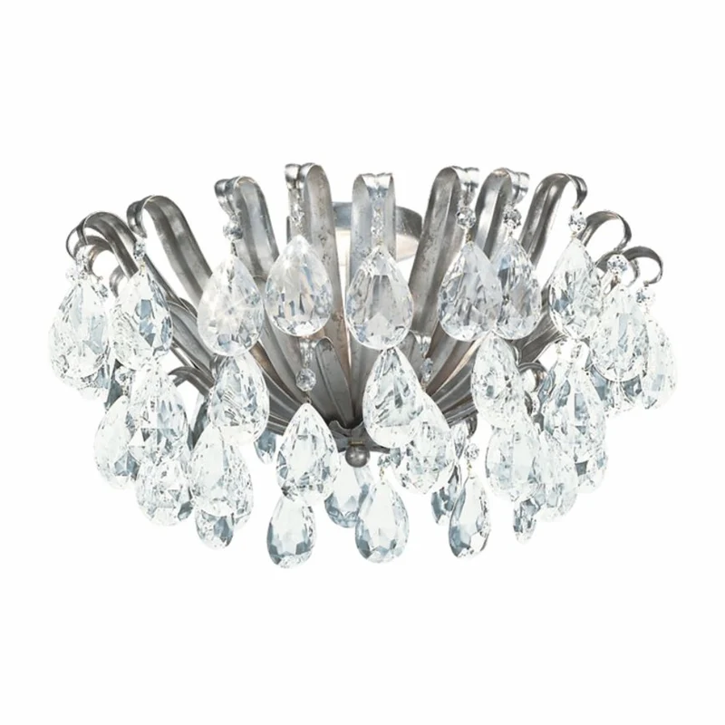 Casa Padrino Luxus Barock Kristall Deckenleuchte Antik Silber Ø 50 x H. 32 cm - Made in Italy
