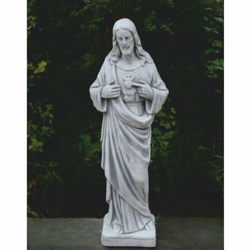 Casa Padrino Jugendstil Garten Deko Skulptur Jesus Grau H. 80 cm - Garten Figur