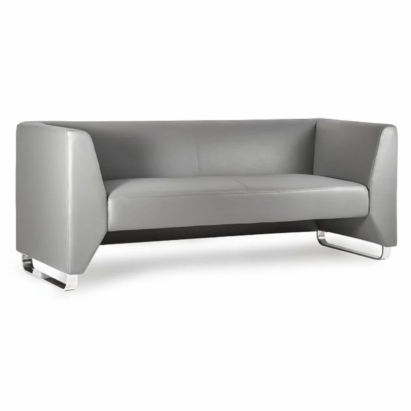 Casa Padrino Luxus Kunstleder Sofa Grau / Silber 191,5 cm - Luxus Interior
