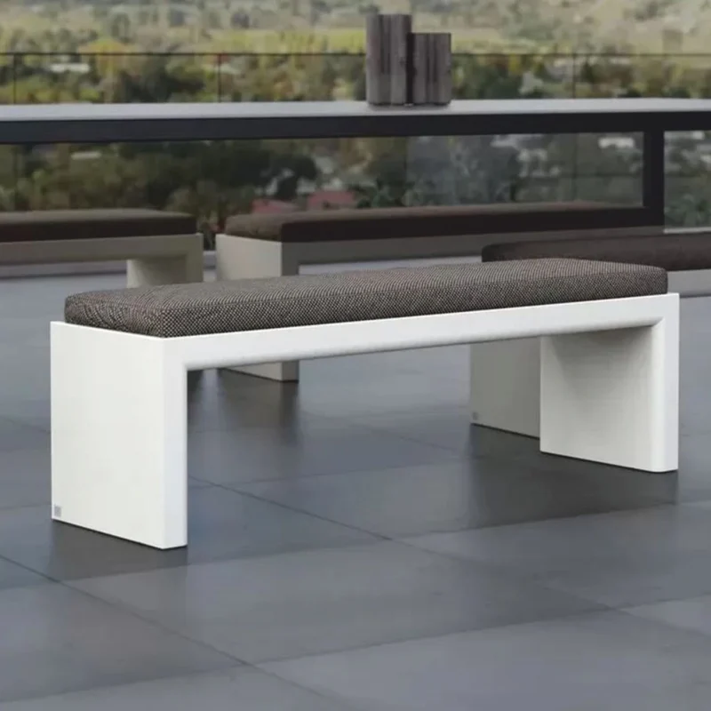 Casa Padrino Luxus Gartenbank Dunkelgrau / Matt Weiß 150 cm - Outdoor Garten Sitzbank