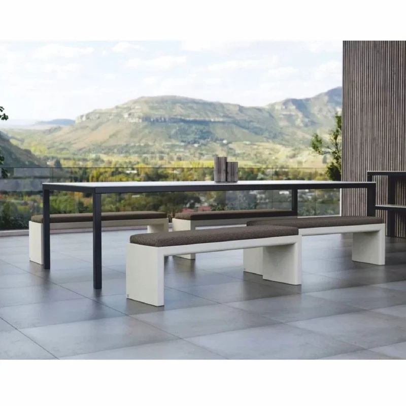 Casa Padrino Luxus Gartenbank Dunkelgrau / Matt Weiß 150 cm - Outdoor Garten Sitzbank