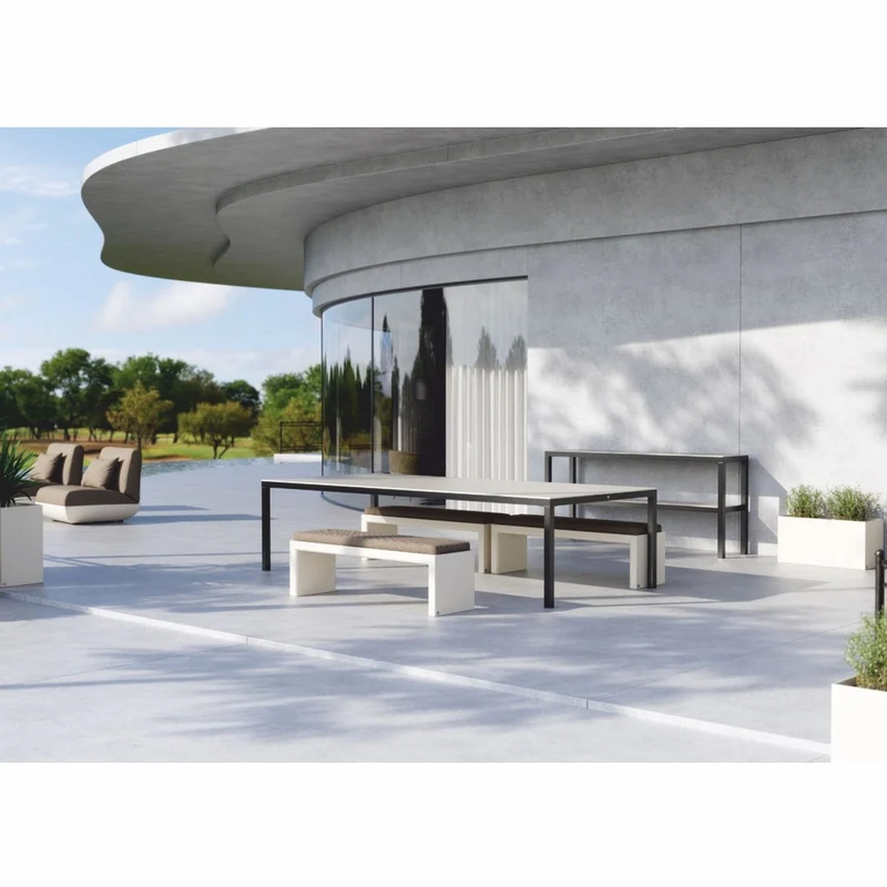 Casa Padrino Luxus Gartenbank Dunkelgrau / Matt Weiß 150 cm - Outdoor Garten Sitzbank