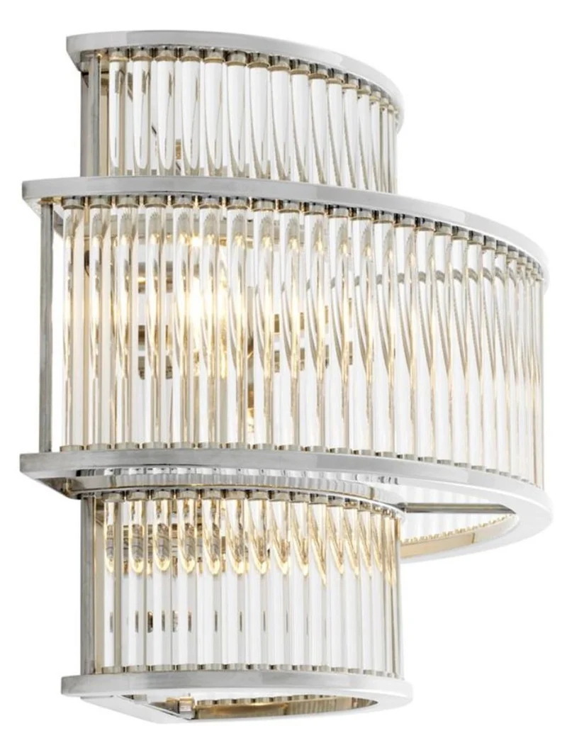 Casa Padrino Hotel Restaurant Wandlampe Silber 35 x 19 x H. 28 cm - Wohnzimmer Wandleuchte